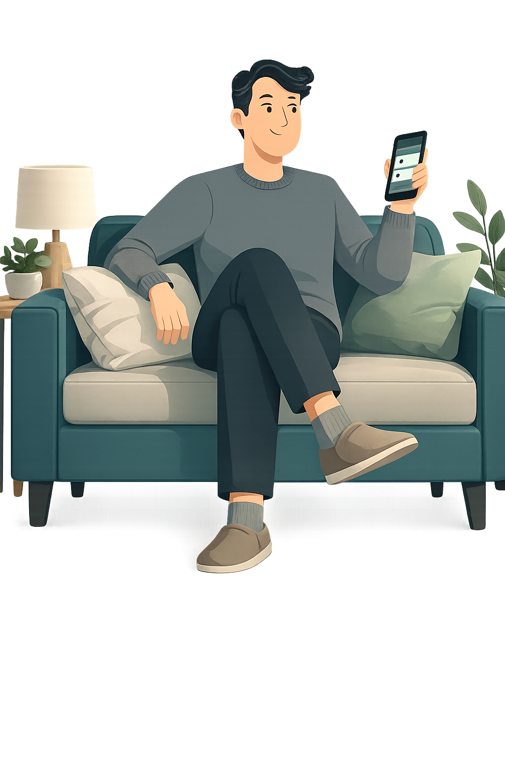 UK homeowner comfortably reviewing a boiler enquiry